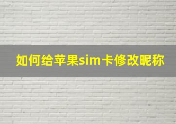 如何给苹果sim卡修改昵称