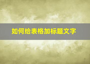 如何给表格加标题文字