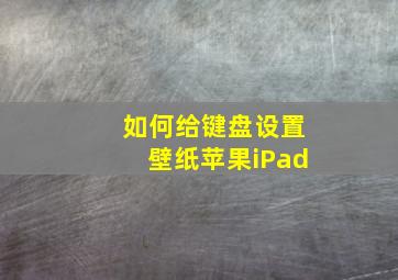 如何给键盘设置壁纸苹果iPad