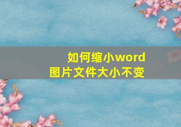 如何缩小word图片文件大小不变