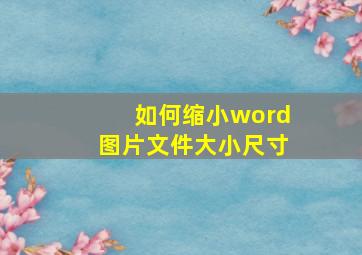 如何缩小word图片文件大小尺寸