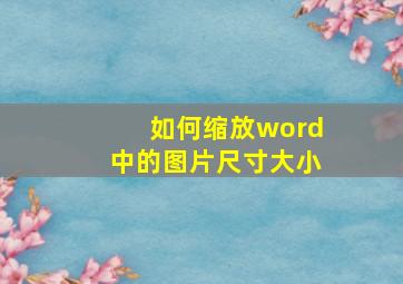 如何缩放word中的图片尺寸大小