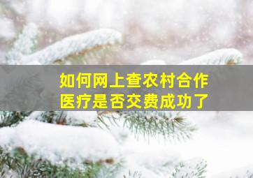 如何网上查农村合作医疗是否交费成功了