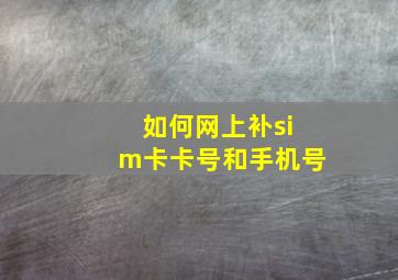 如何网上补sim卡卡号和手机号