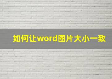 如何让word图片大小一致