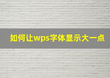 如何让wps字体显示大一点