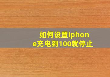 如何设置iphone充电到100就停止