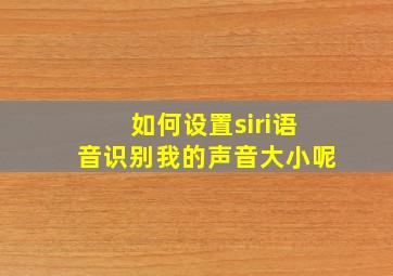 如何设置siri语音识别我的声音大小呢