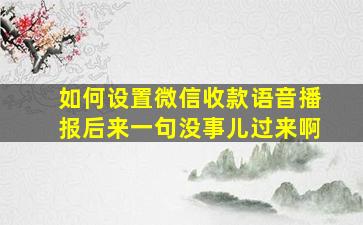 如何设置微信收款语音播报后来一句没事儿过来啊