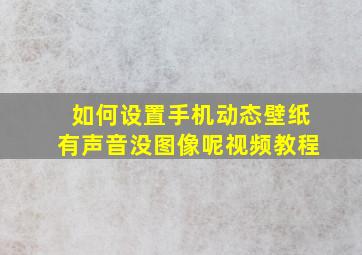 如何设置手机动态壁纸有声音没图像呢视频教程