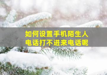 如何设置手机陌生人电话打不进来电话呢