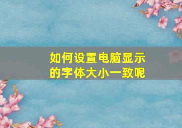 如何设置电脑显示的字体大小一致呢