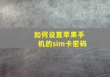 如何设置苹果手机的sim卡密码