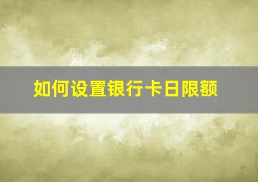 如何设置银行卡日限额