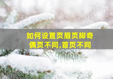 如何设置页眉页脚奇偶页不同,首页不同