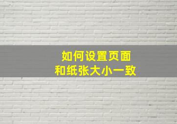 如何设置页面和纸张大小一致