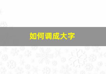 如何调成大字