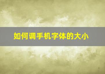 如何调手机字体的大小