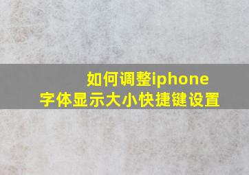 如何调整iphone字体显示大小快捷键设置