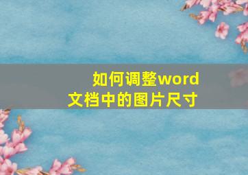 如何调整word文档中的图片尺寸