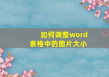 如何调整word表格中的图片大小