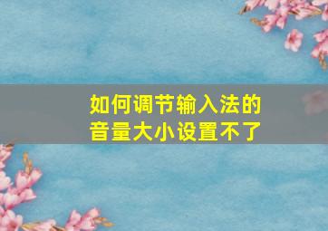 如何调节输入法的音量大小设置不了