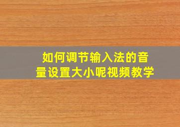 如何调节输入法的音量设置大小呢视频教学