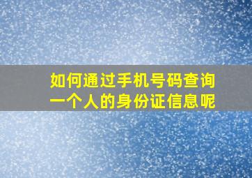 如何通过手机号码查询一个人的身份证信息呢