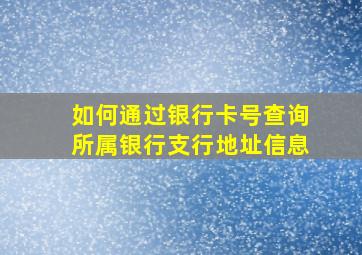 如何通过银行卡号查询所属银行支行地址信息