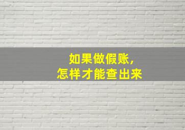 如果做假账,怎样才能查出来