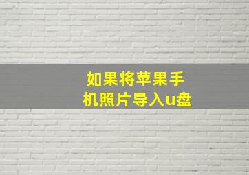 如果将苹果手机照片导入u盘