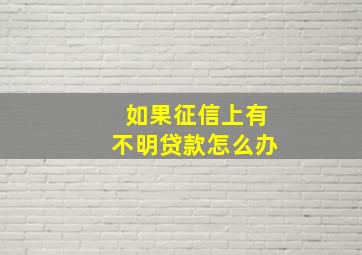 如果征信上有不明贷款怎么办