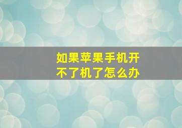 如果苹果手机开不了机了怎么办