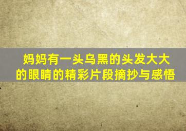 妈妈有一头乌黑的头发大大的眼睛的精彩片段摘抄与感悟