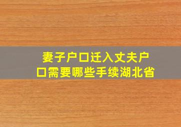 妻子户口迁入丈夫户口需要哪些手续湖北省