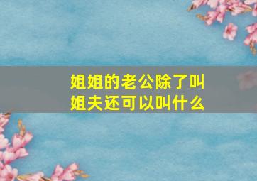 姐姐的老公除了叫姐夫还可以叫什么