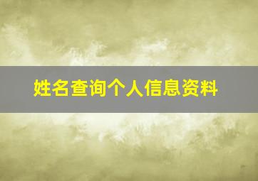 姓名查询个人信息资料