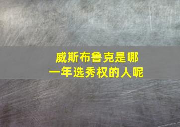 威斯布鲁克是哪一年选秀权的人呢