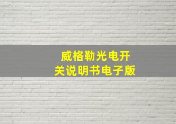 威格勒光电开关说明书电子版