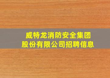 威特龙消防安全集团股份有限公司招聘信息