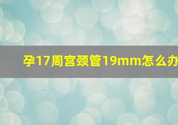 孕17周宫颈管19mm怎么办