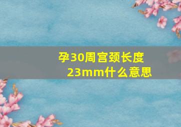 孕30周宫颈长度23mm什么意思