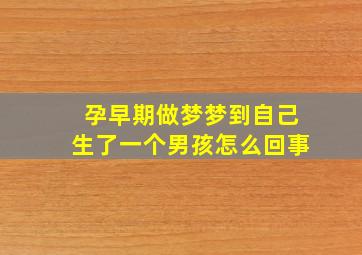 孕早期做梦梦到自己生了一个男孩怎么回事