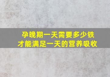 孕晚期一天需要多少铁才能满足一天的营养吸收