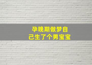 孕晚期做梦自己生了个男宝宝