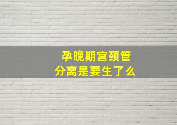 孕晚期宫颈管分离是要生了么