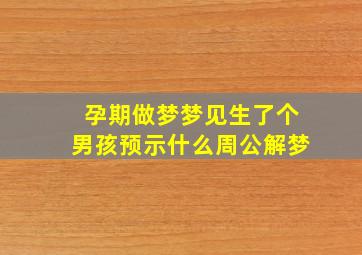 孕期做梦梦见生了个男孩预示什么周公解梦