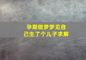 孕期做梦梦见自己生了个儿子求解