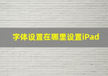 字体设置在哪里设置iPad