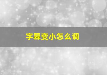 字幕变小怎么调